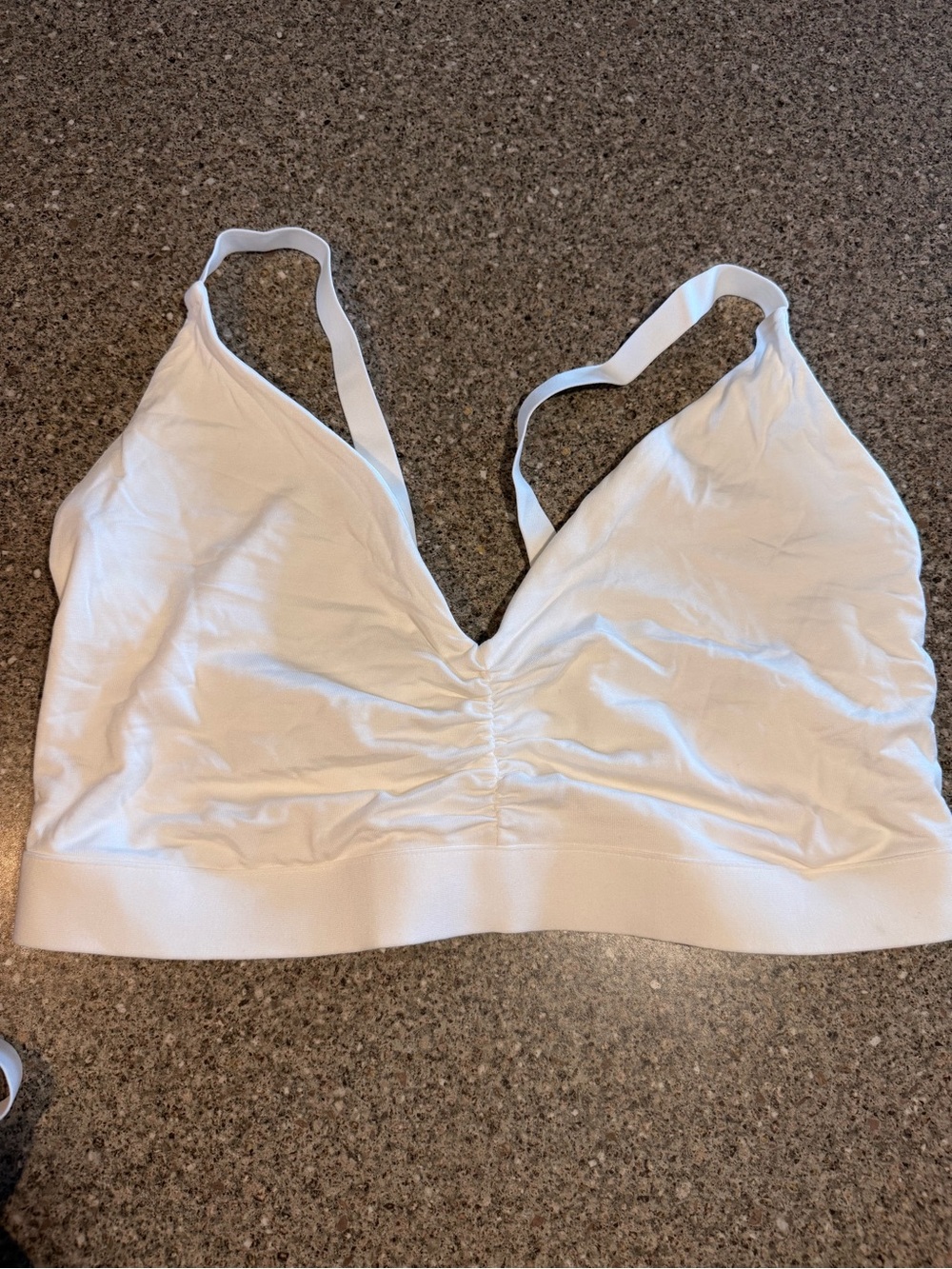 MeUndies White Ruched V-Neck Bralette